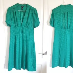 Banana Republic Green Silk Jacquard Dress